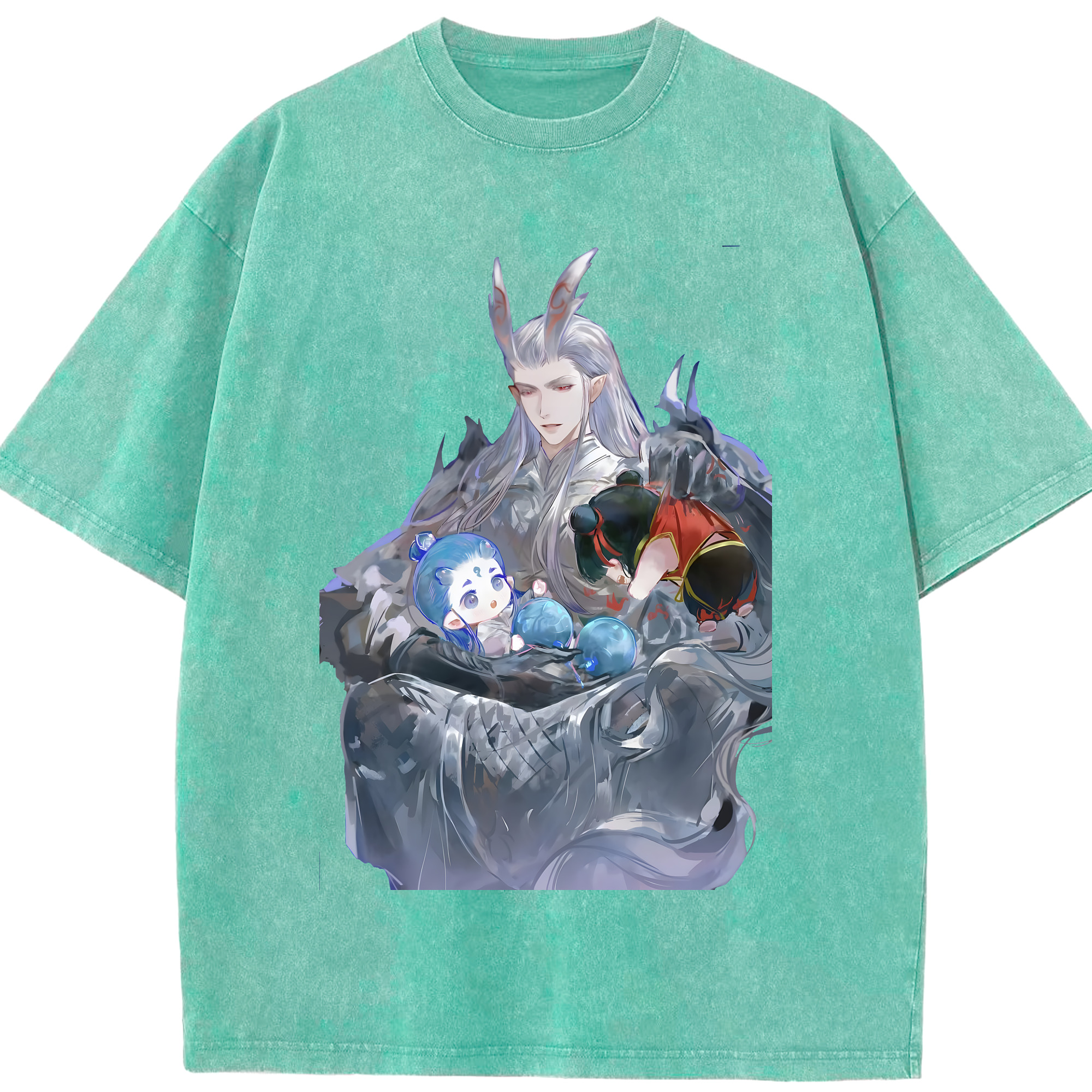 （画像用） Ne Zha 2 ナタ 魔童の大暴れ 綿100% ヴィンテージ風 半袖Tシャツ（フロントプリント）